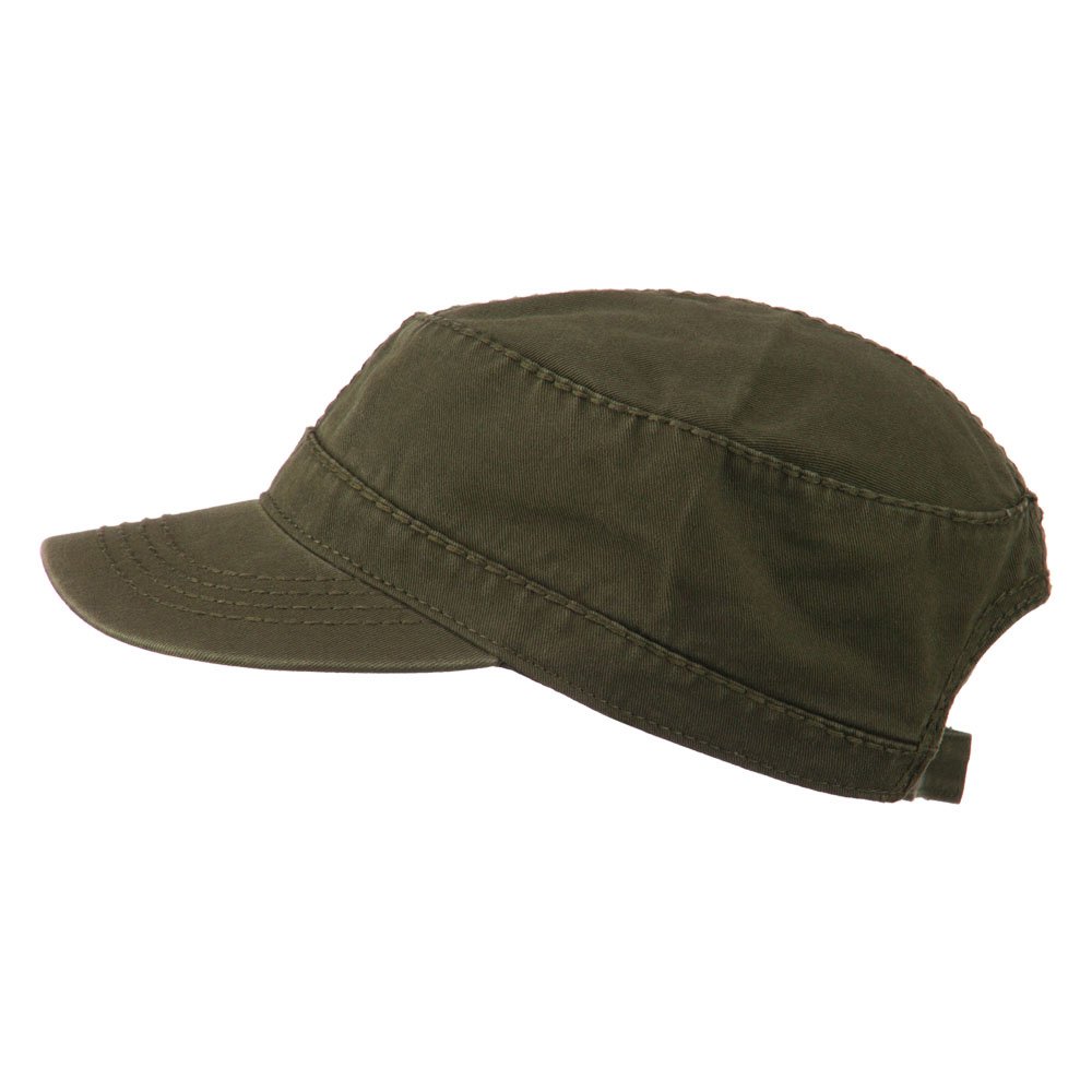 Otto Caps Garment Washed Heavy Stitching Army Cap - Dk Olive